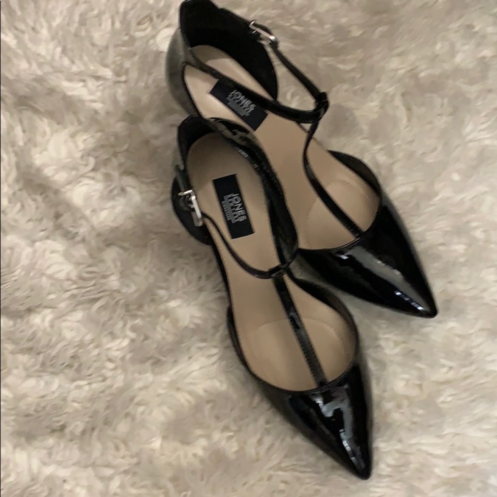 Patten leather heels